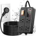IPX6 Outdoor Power Strip Weatherproof Surge Protector - 4 Outlets + 4