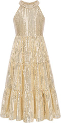 Girls Sequin Dress Formal Party Maxi Long Dress - Elegant Sparkle