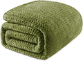 Twin Size Olive Green Soft Fleece Blanket - Cozy Lightweight Throw