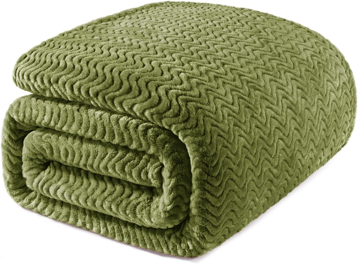 Soft Fleece Blanket Twin Size for All Seasons, Olive Green