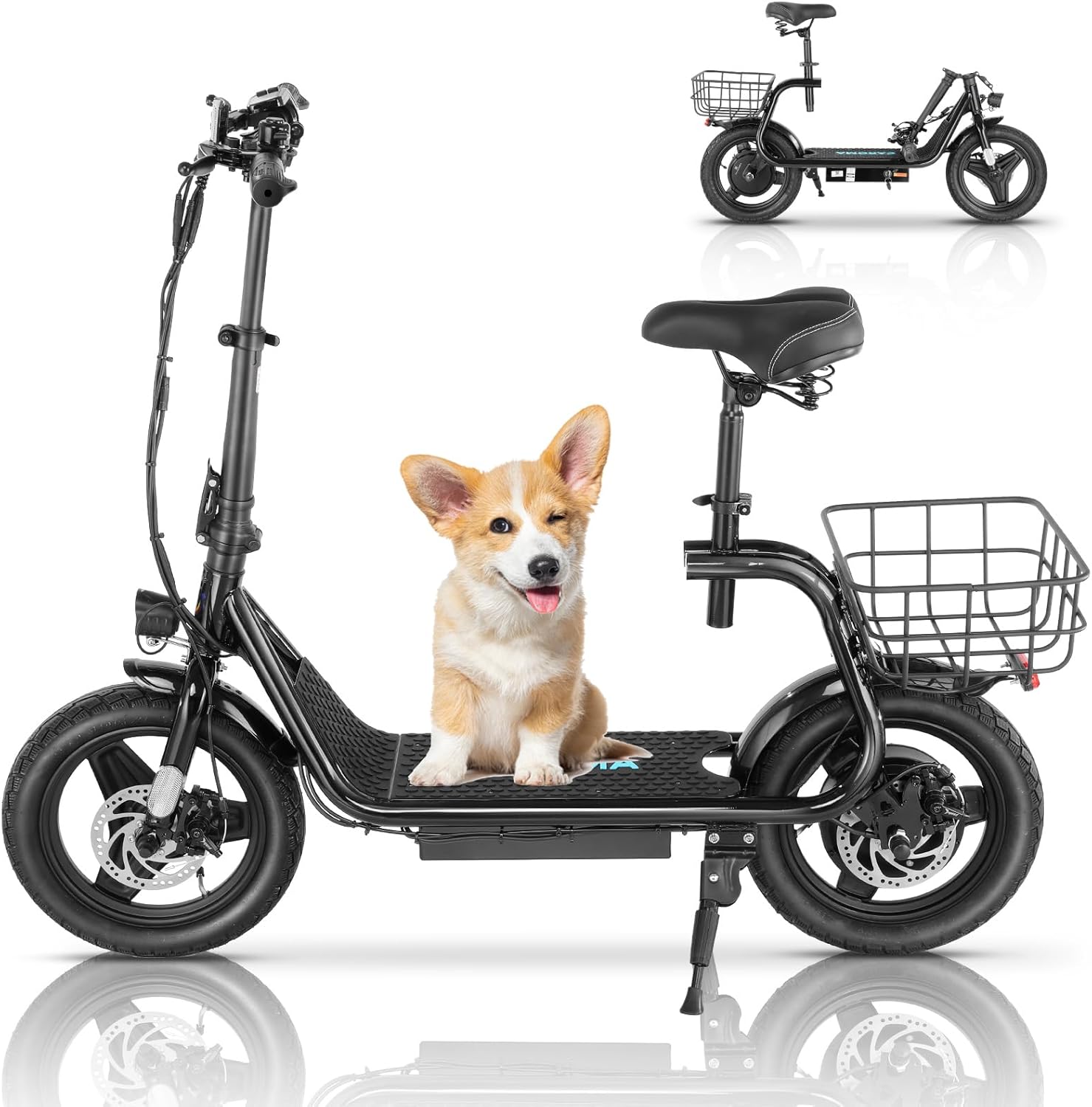 Caroma Electric Scooter with Seat: Foldable E-Scooter for Adults