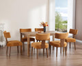 Mid Century Modern Dining Chairs Set of 6 in Burnt Caramel