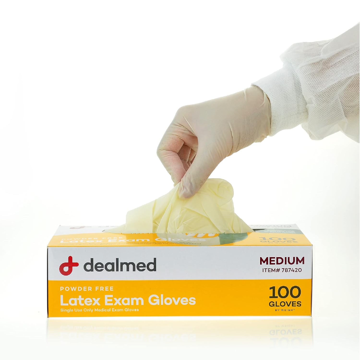 Dealmed Latex Exam Gloves: 100 Count Professional Grade
