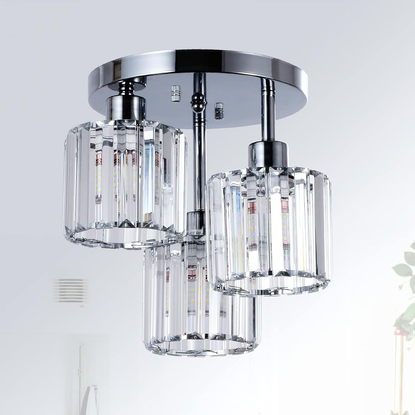 Semi Flush Mount Ceiling Light with Crystal Shades for Home