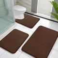 Memory Foam Bath Mat Set 3 Pieces - Super Soft Absorbent Brown