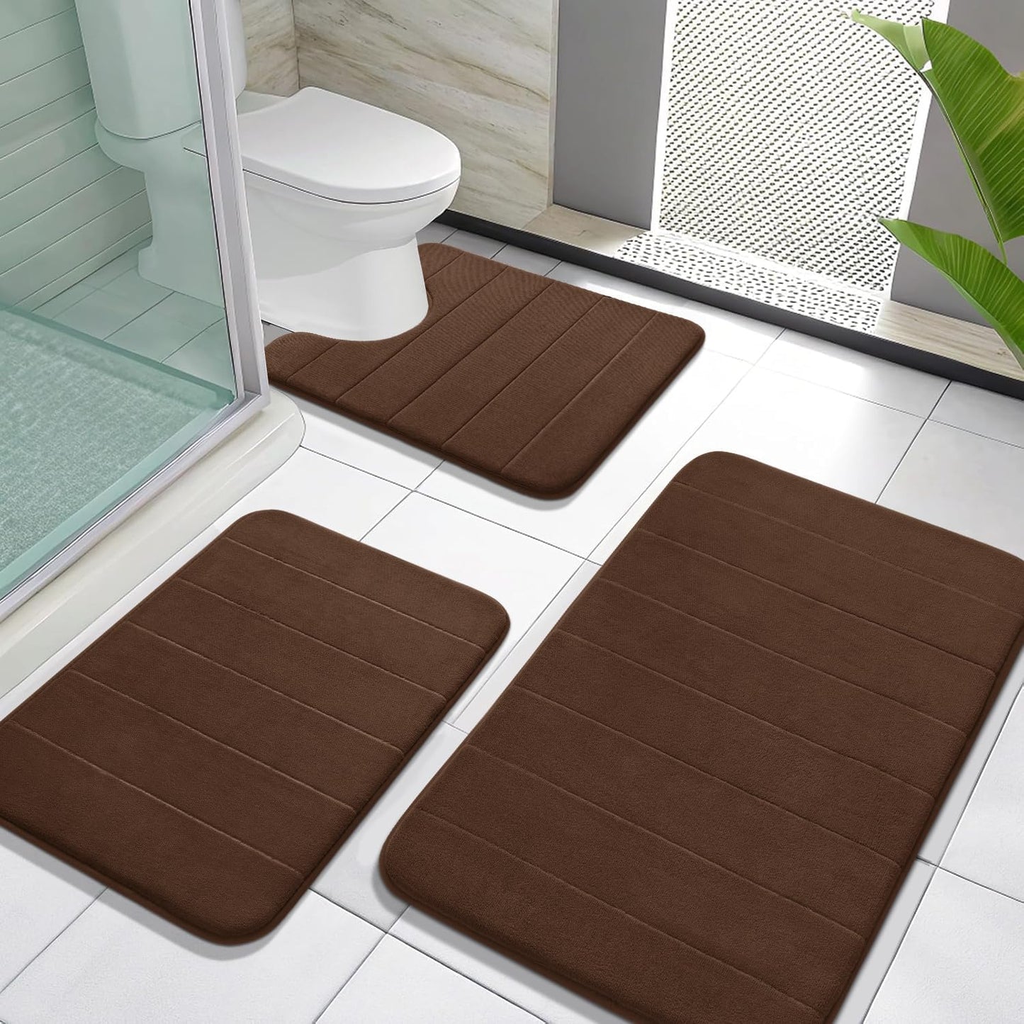 Yimobra Memory Foam Bath Mat Set - Soft Absorbent Quick Dry