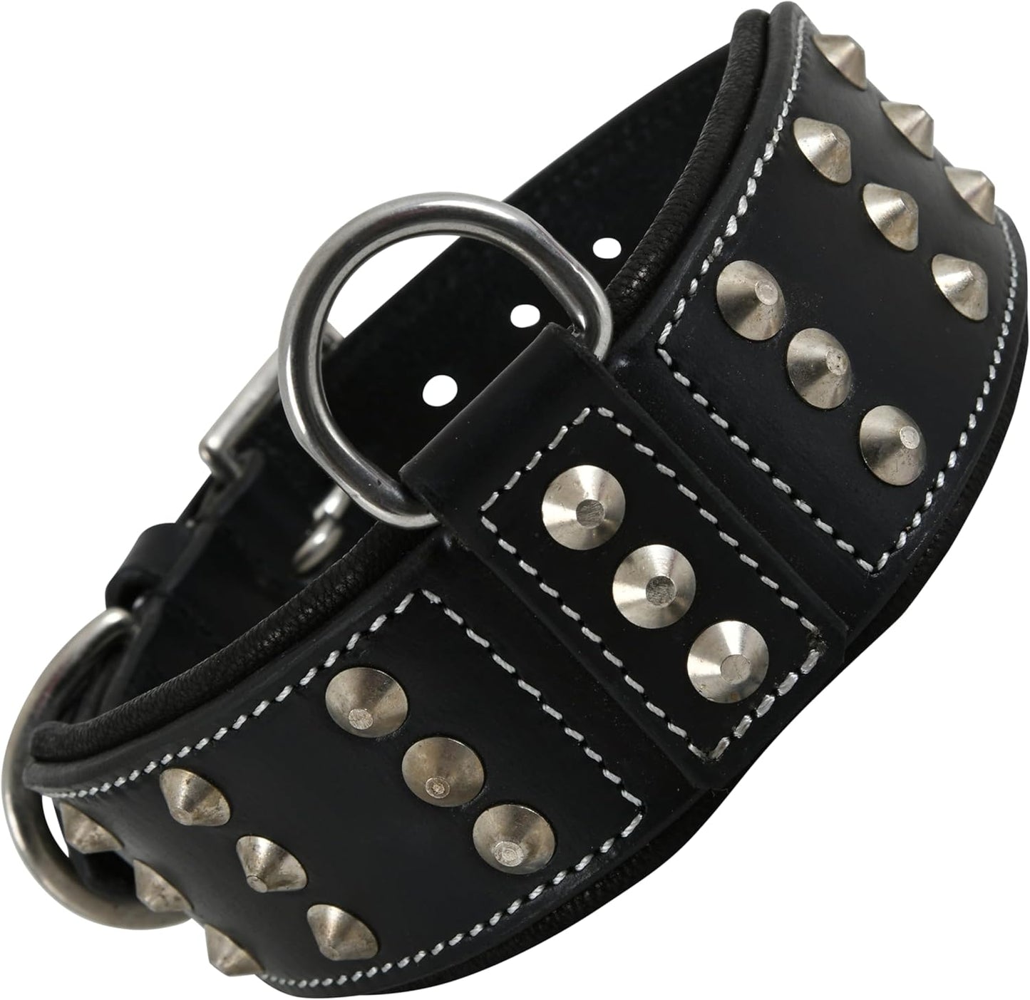 Leather Studded Dog Collar for XL Dogs | Heavy Duty Comfort