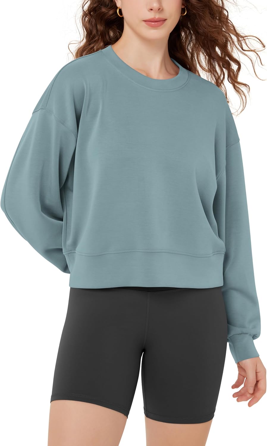 ODODOS Modal Soft Long Sleeve Cropped Sweatshirts for Women