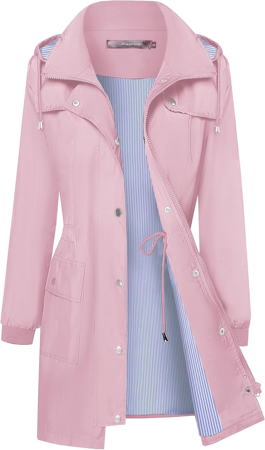 Bloggerlove Lightweight Waterproof Rain Jacket for Women Outdoor