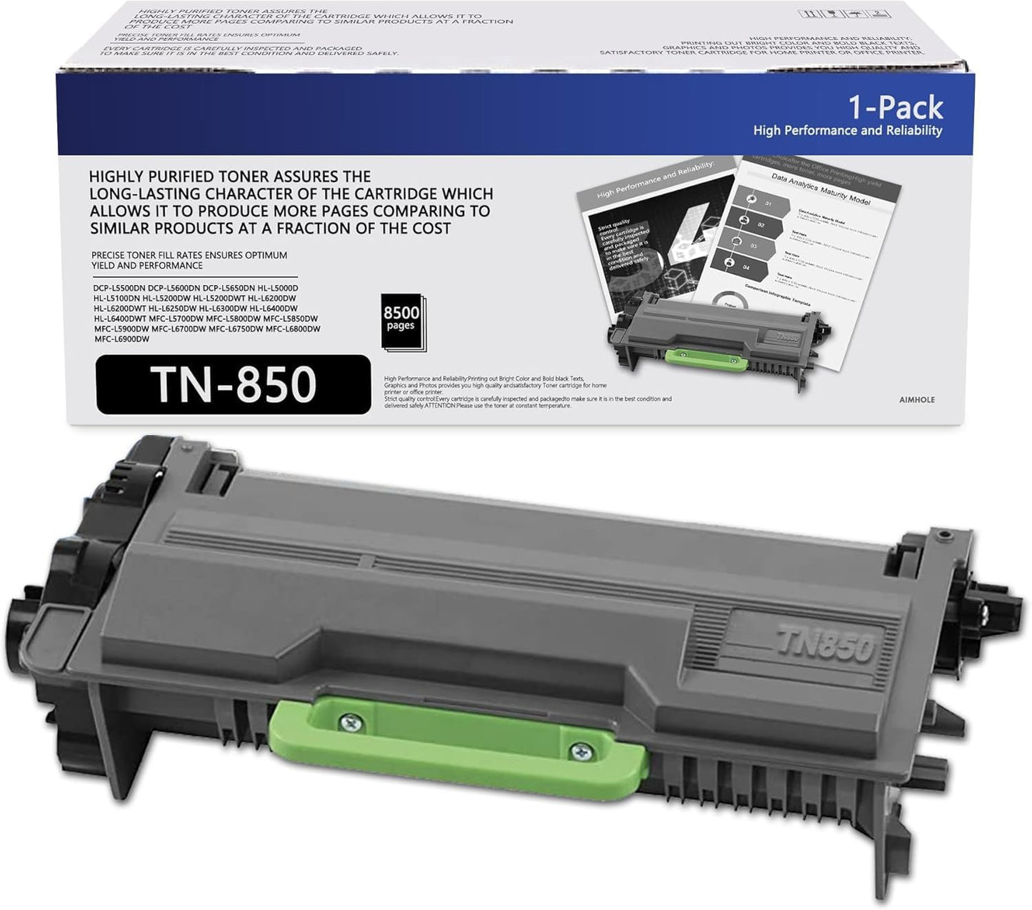 TN850 High Yield Toner Cartridge Replacement for Brother Printers