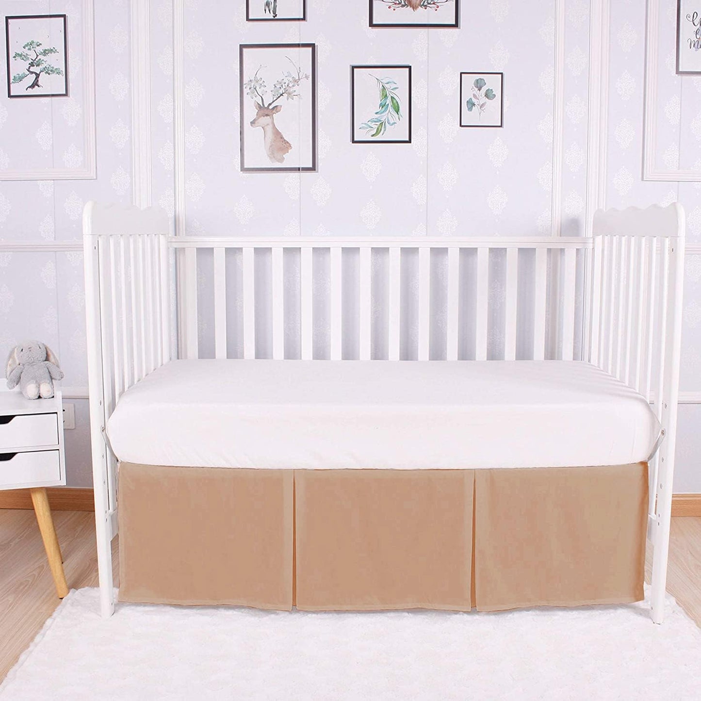 Box Pleated Crib Bed Skirt 100% Cotton for Nursery Bedding