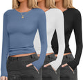 Ekouaer Womens Long Sleeve Thermal Tops 3 Pack - Fitted Base Layer