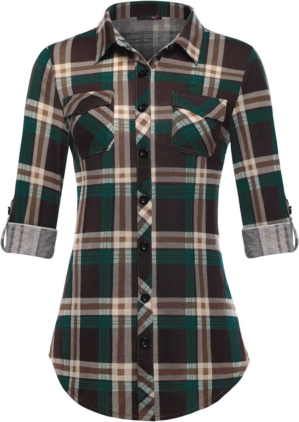 DJT Womens Soft Stretchy Knit Plaid Shirts for Every Occasion