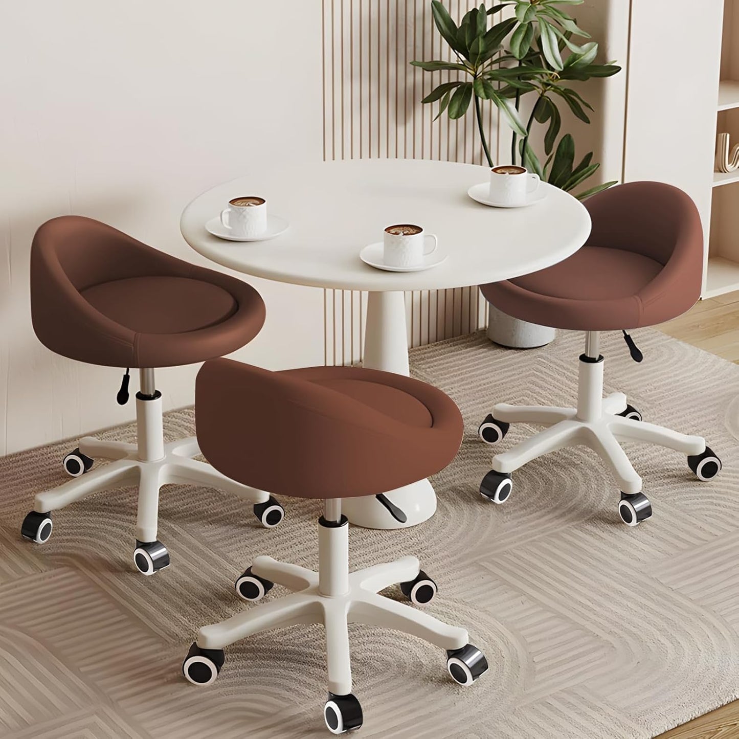 Rolling Stool Set of 3 with Ergonomic Swivel Seat for Comfort