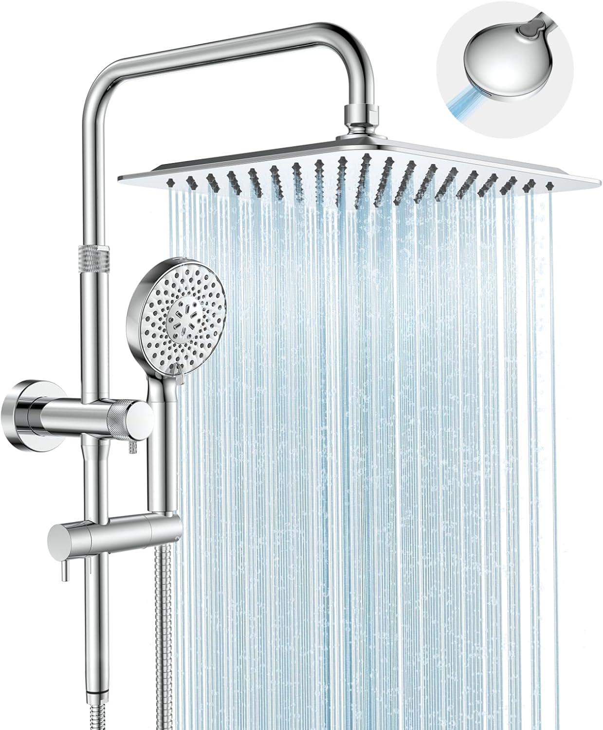 Rainfall Shower Heads with Handheld Combo - 10 Inch High Pressure