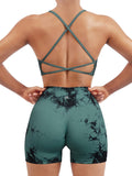 SUUKSESS Women Seamless Workout Sets Strappy Sports Bra & Shorts Cute