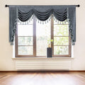 Grey Chenille Window Curtains Valance 98in Waterfall Valance - Elegant