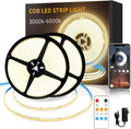 COB LED Strip Lights 100ft 3000K Warm White - Dimmable, App & Remote