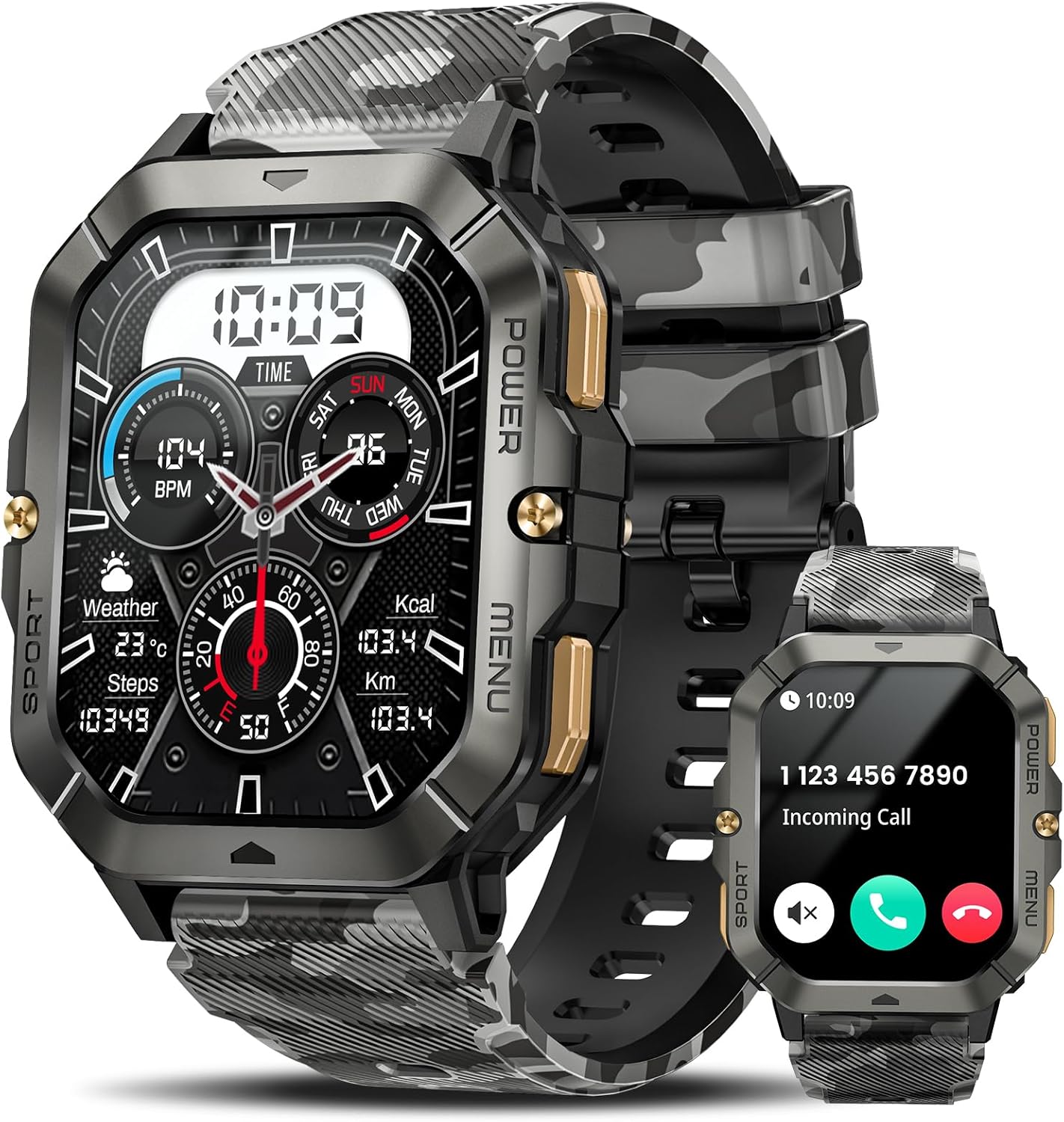 DEKELIFE Military Smart Watch: Answer Calls, Track Health & Fitness