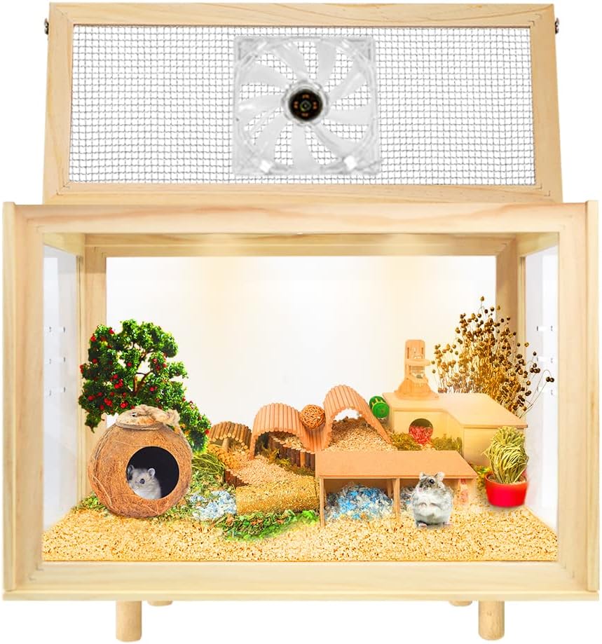 Large Hamster Cages for Small Animals - Spacious Wooden Habitat