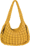 Quilted Nylon Tote Bag Large Carryall Puffer Shoulder Bag
