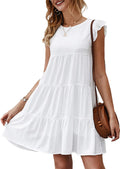 KIRUNDO Women's Summer Babydoll Mini Dress - Flowy Ruffle Sundress