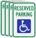 Reserved Parking Signs 4 Pack - Reflective Handicap Parking Signs