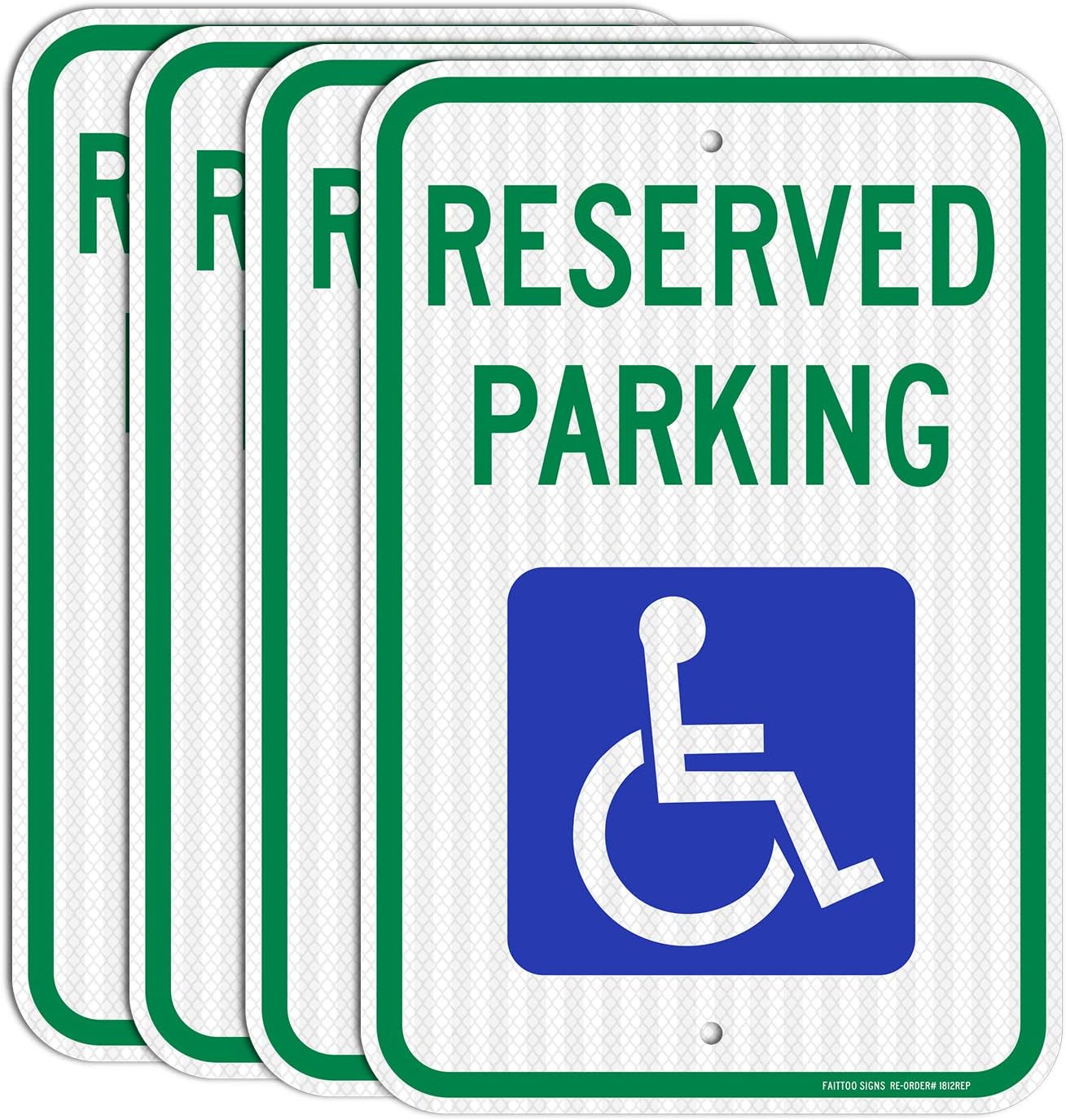 Handicap Reserved Parking Signs - Durable Reflective Aluminum 4 Pack