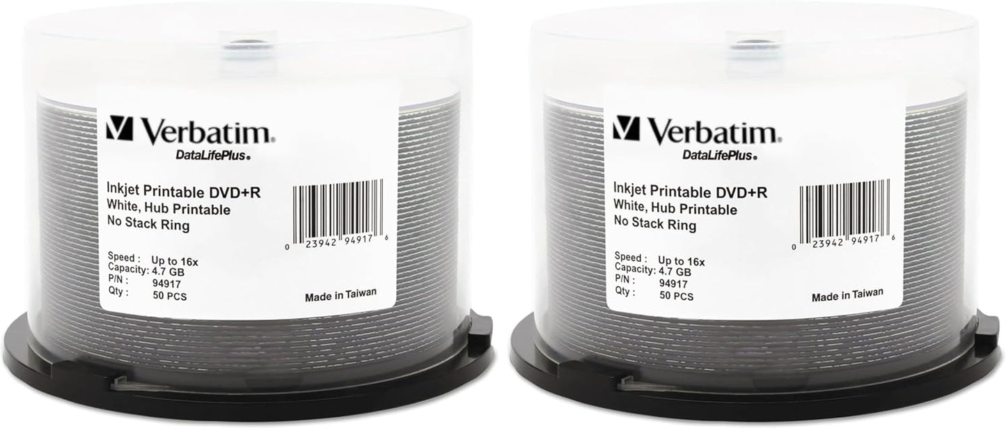 Verbatim DVD+R 4.7GB 16X DataLifePlus Inkjet Printable Discs