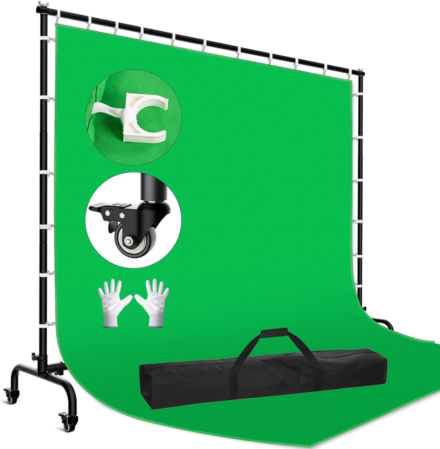 7x10ft Green Screen Backdrop Kit for Photography and Streaming