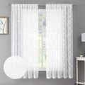Tollpiz White Leaf Sheer Curtains - Botanical Elegance for Your Home