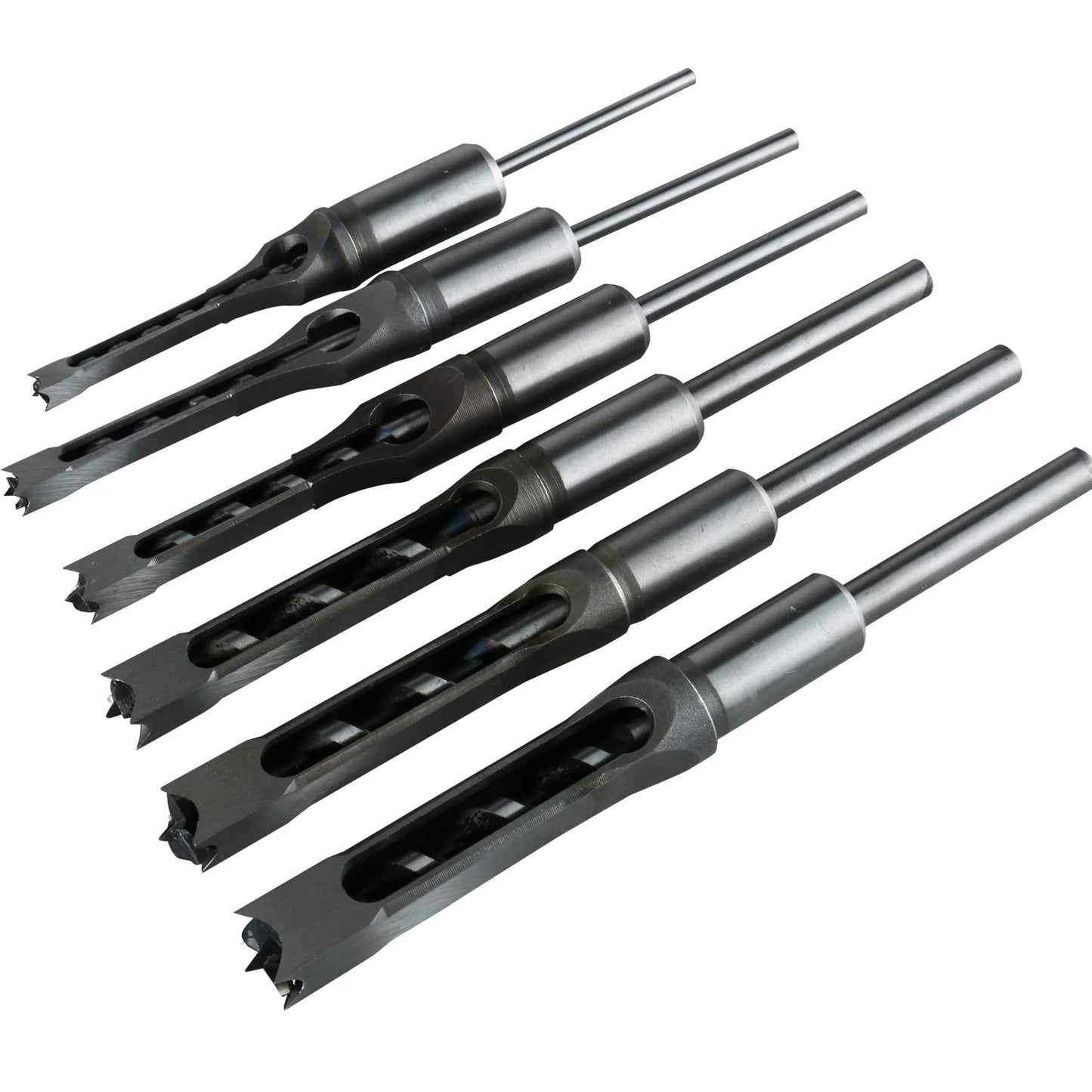 6pcs Square Hole Mortise Chisel Drill Bit Set for Woodworking
