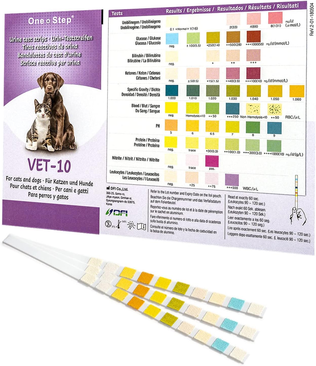 Accurate Pet Urine Testing Kit: 10 Parameter Strips