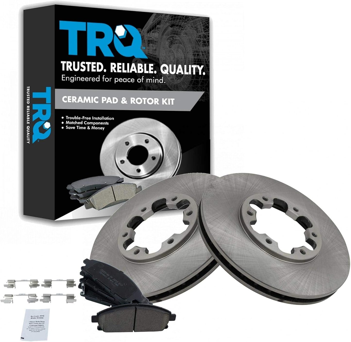 TRQ Front Brake Pad and Rotor Set for 1996-1998 Nissan Pathfinder
