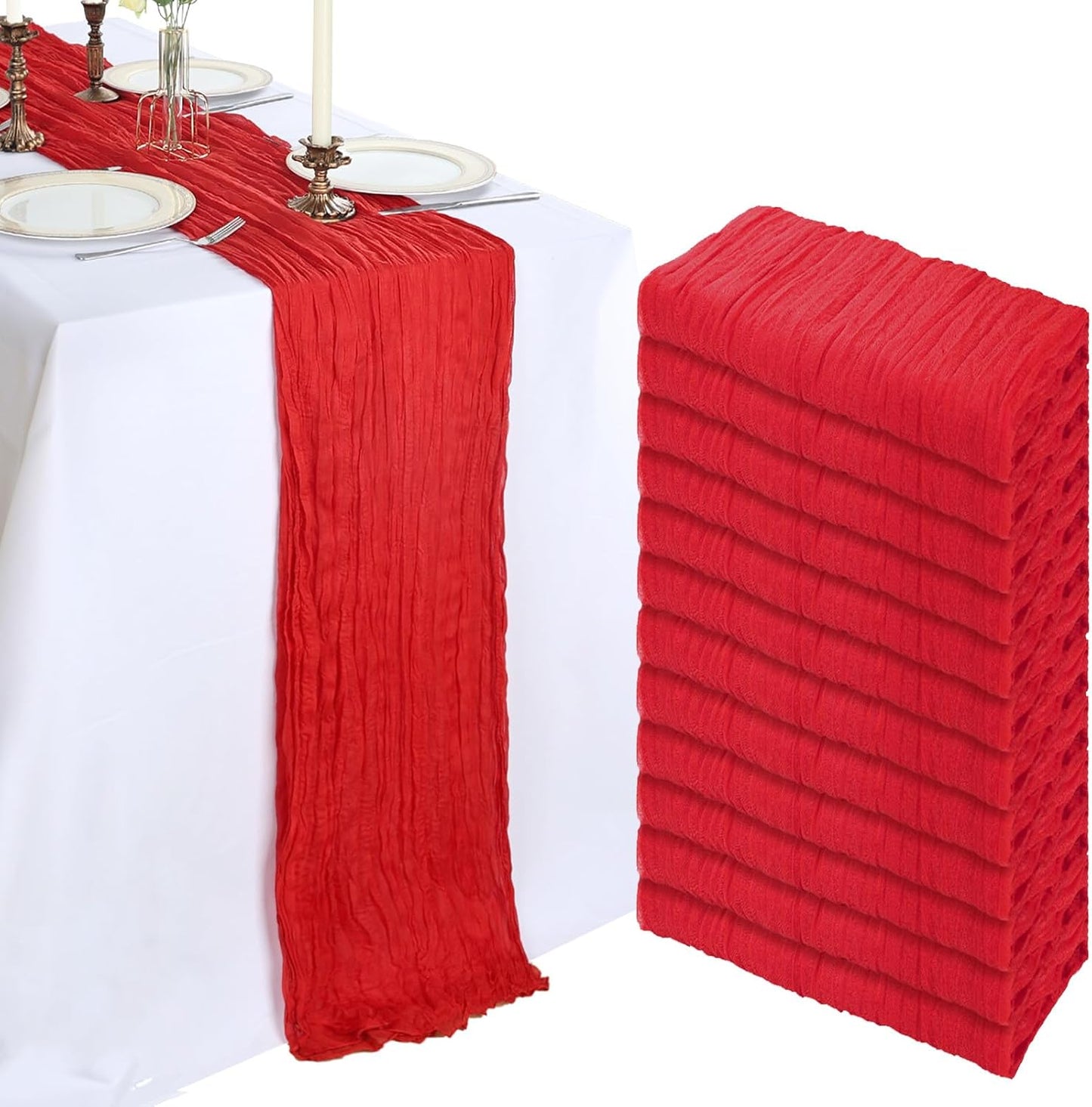 10FT Red Cheesecloth Table Runner for Weddings and Events