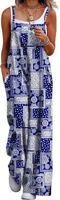 Women Summer Boho Jumpsuit Wide Leg Overalls - Lightweight Comfort