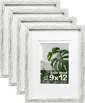 9x12 Picture Frames Set of 4 - Solid Wood Driftwood White