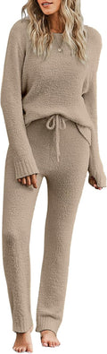 luvamia Women's Casual Pajama Set Fuzzy Fleece Knitted (Style 41TH)