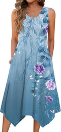 tank dress midi dresses for women - Flowy Boho Summer Sundress