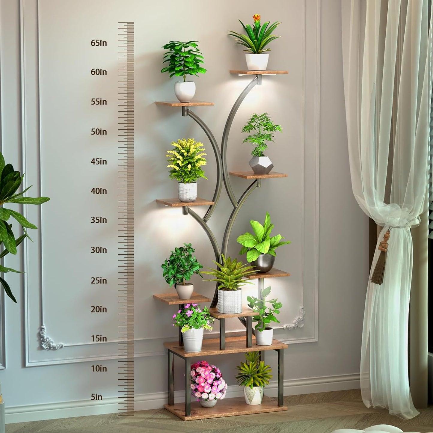 65 Inch Plant Stand Indoor with Grow Lights for Multiple Plants