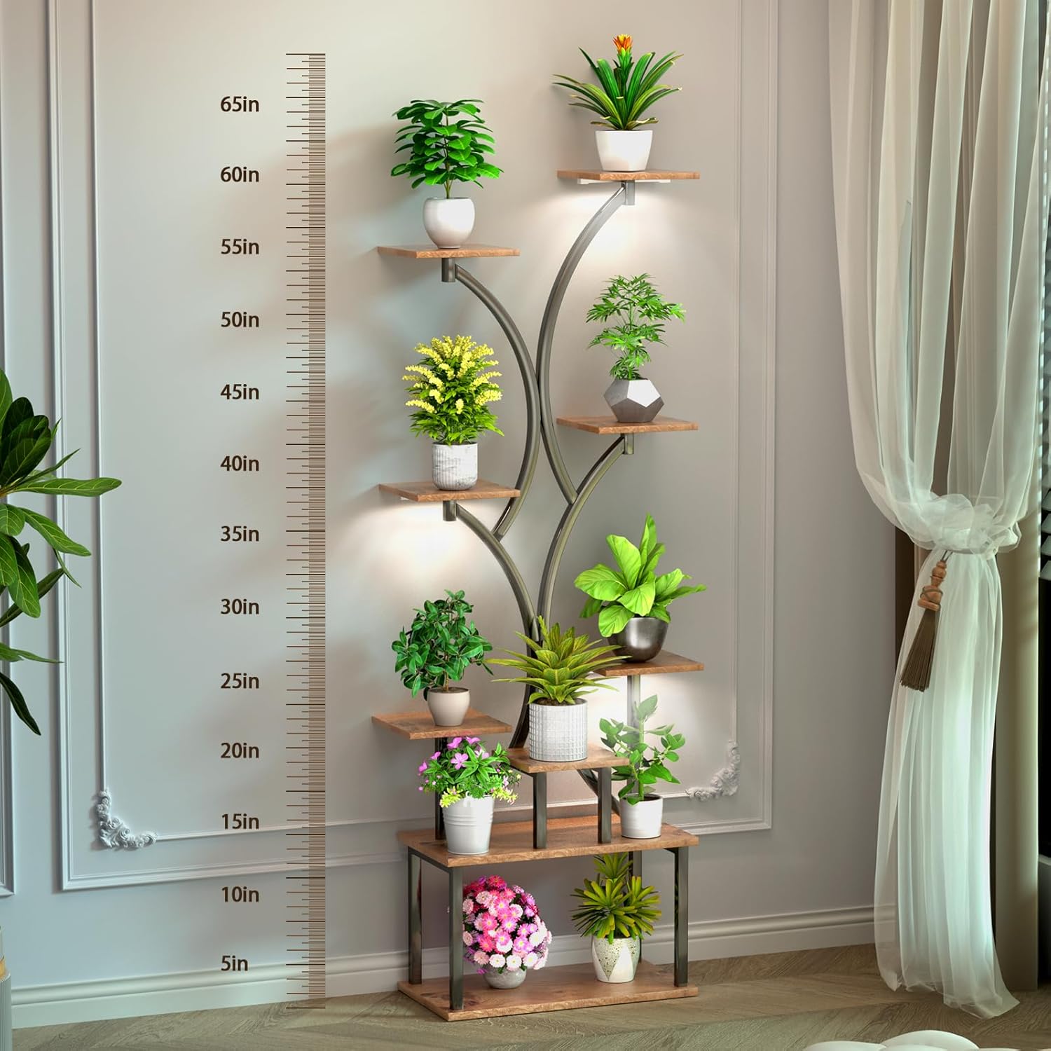 65 Inch Plant Stand Indoor with Grow Lights for Multiple Plants