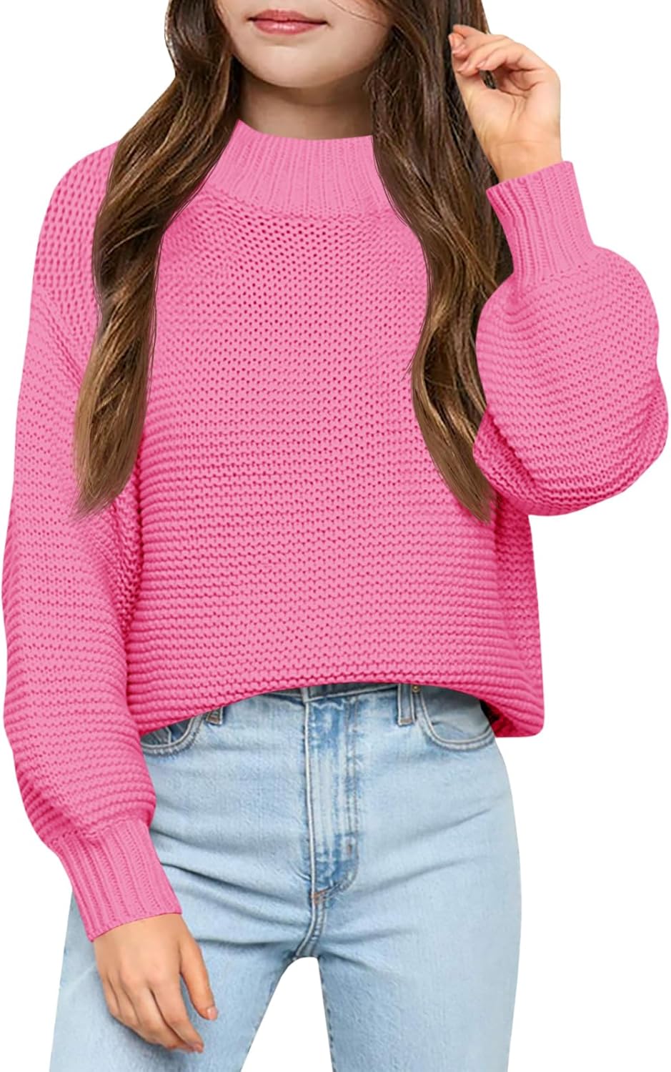 Imily Bela Girls Mock Neck Pullover Sweater for Casual Wear