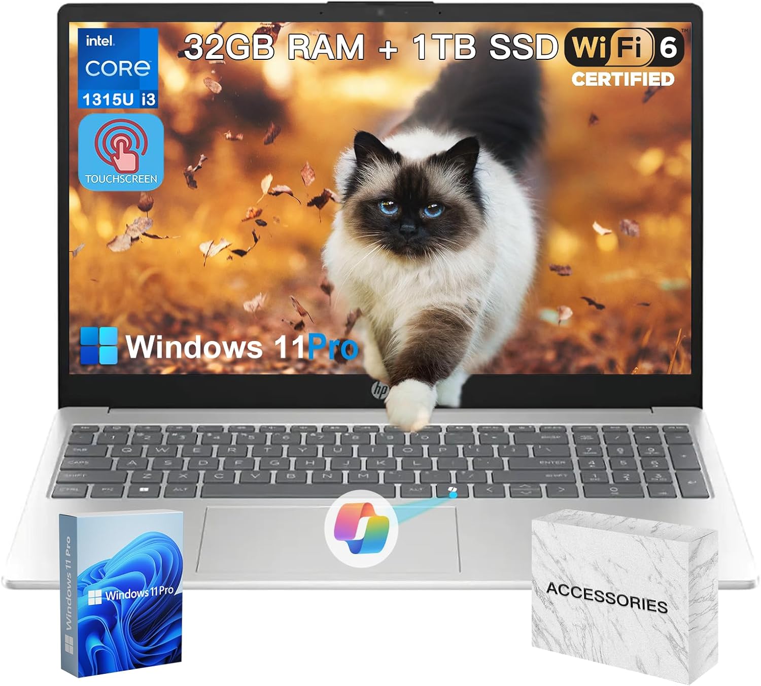 HP 2025 15.6 Touchscreen Laptop with Office Lifetime & Win 11 Pro