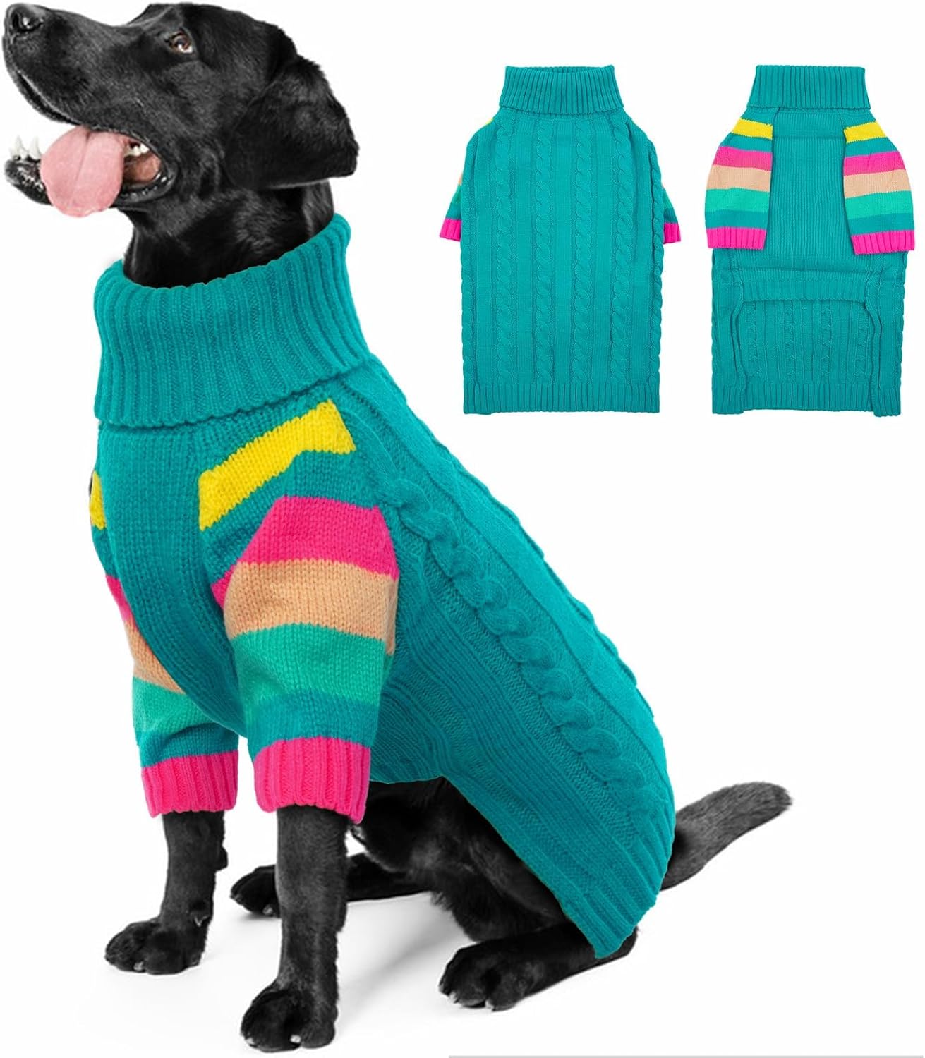 Dog Sweater Warm Turtleneck Knit Sweater for Large Dogs
