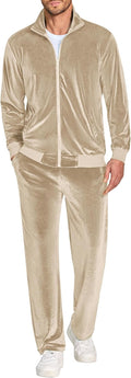 COOFANDY Mens Velour Tracksuit 2-Piece Set - Soft Velvet Comfort Men's