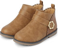 Girls Faux Leather Booties Ankle Boot with Flower Buckle - Gymboree