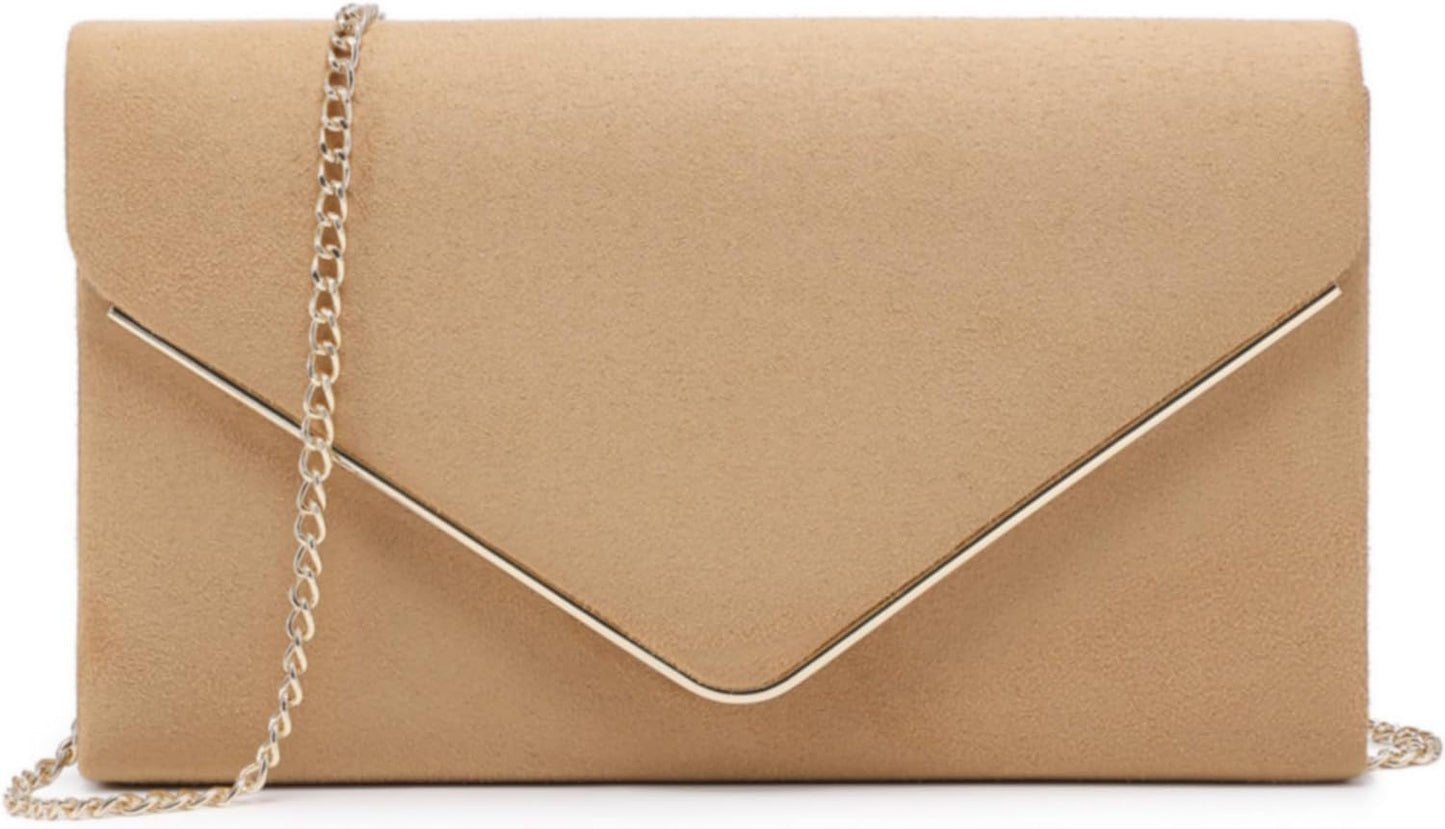 Elegant Faux Suede Evening Clutch Bags for Women Parties
