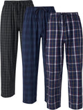 Mens Pajama Pants Soft Cotton Plaid Sleepwear - 3 Pack Comfortable Fit
