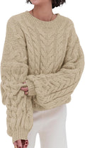 Cable Knit Oversized Sweater Women's Crewneck - Cozy Everyday Layer