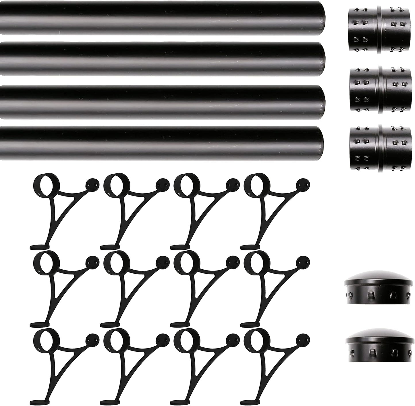 Solid Bar Mount Foot Rail Kit with Matt Black Stainless Steel Tubing